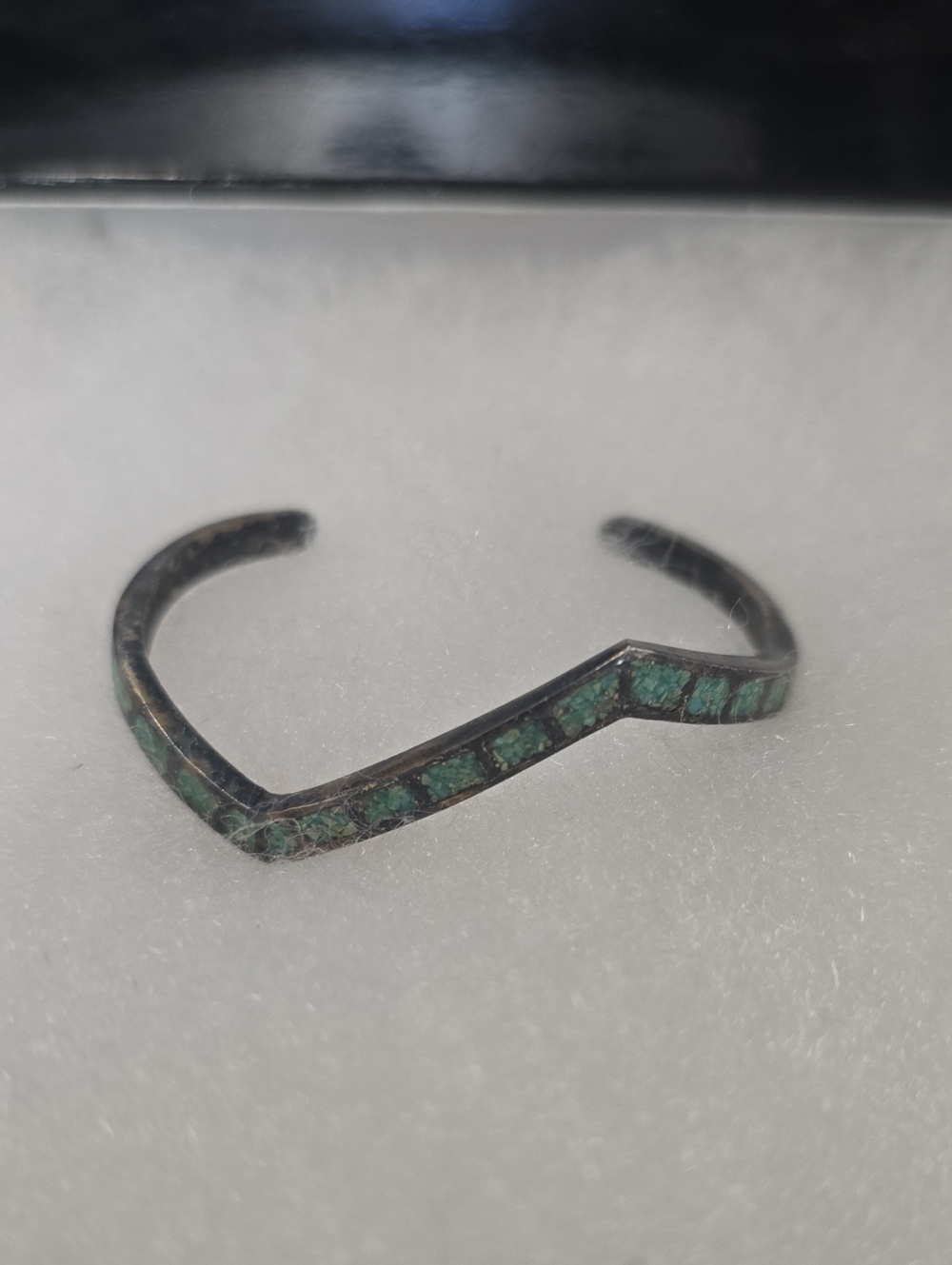 Sterling Silver Cuff Bracelet with Turquoise Stone Inlay